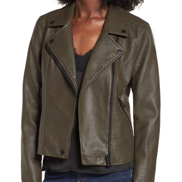 Blank NYC Jackets & Blazers - NWT Blank NYC Leather Moto Jacket Olive Green